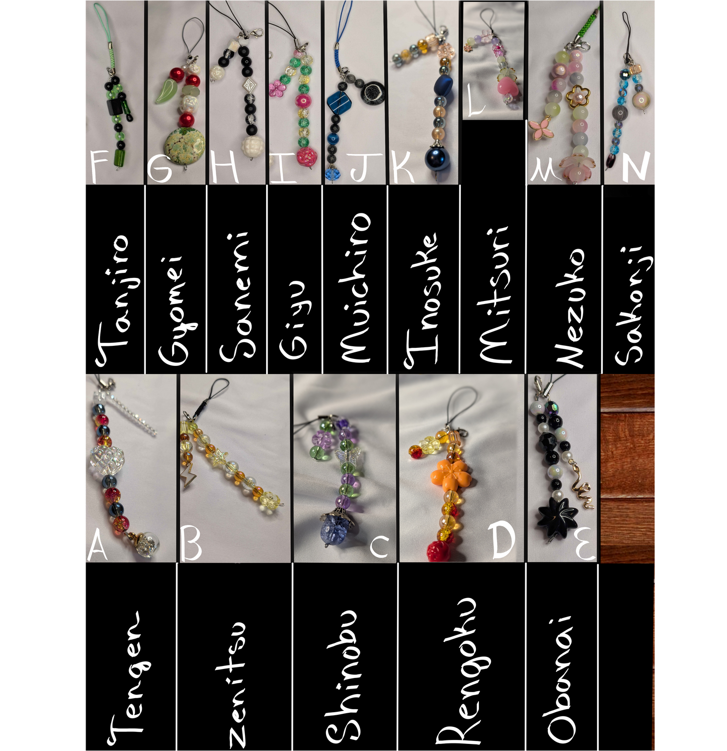 Demon Slayer Phone Keychain Charm Glass Bead