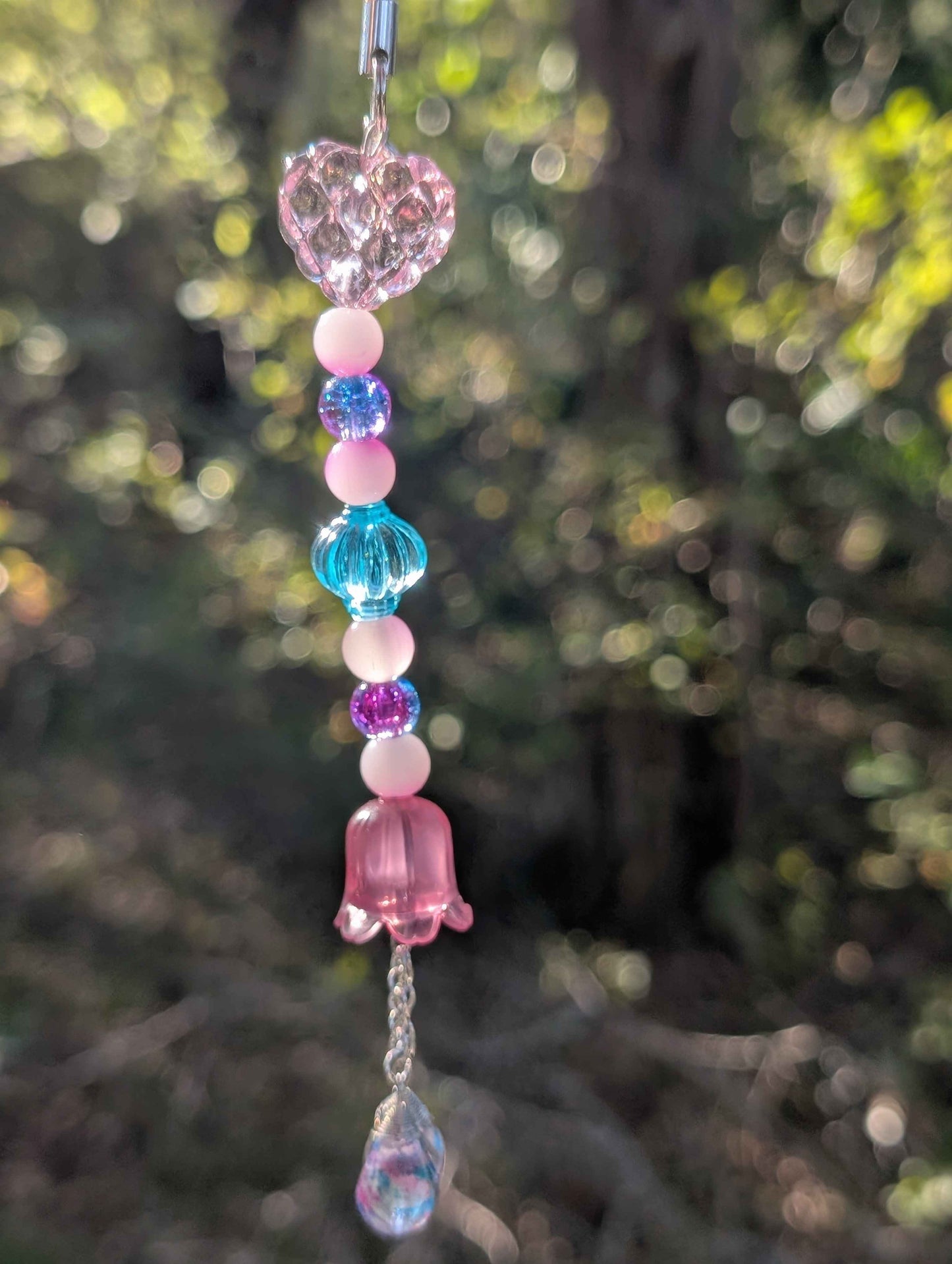 Bell Flower Teardrop Phone Keychain Charm Glass Bead