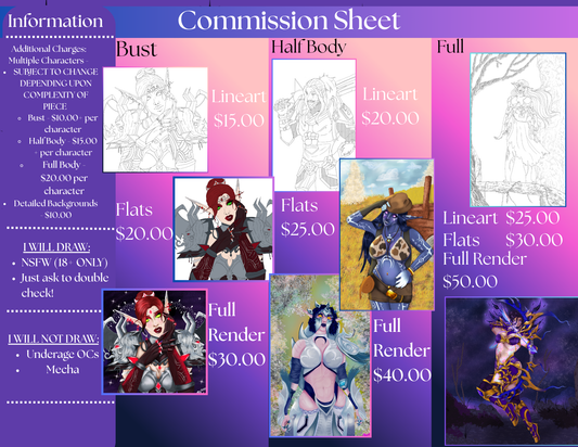 Custom Art Commissions Artist 1: Fan Art | Art commissions | Personal OC