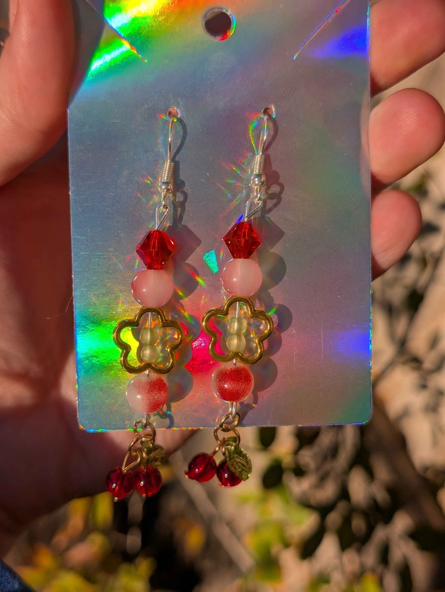 Cherry Dangling Earrings-Cute Glass Bead Earrings