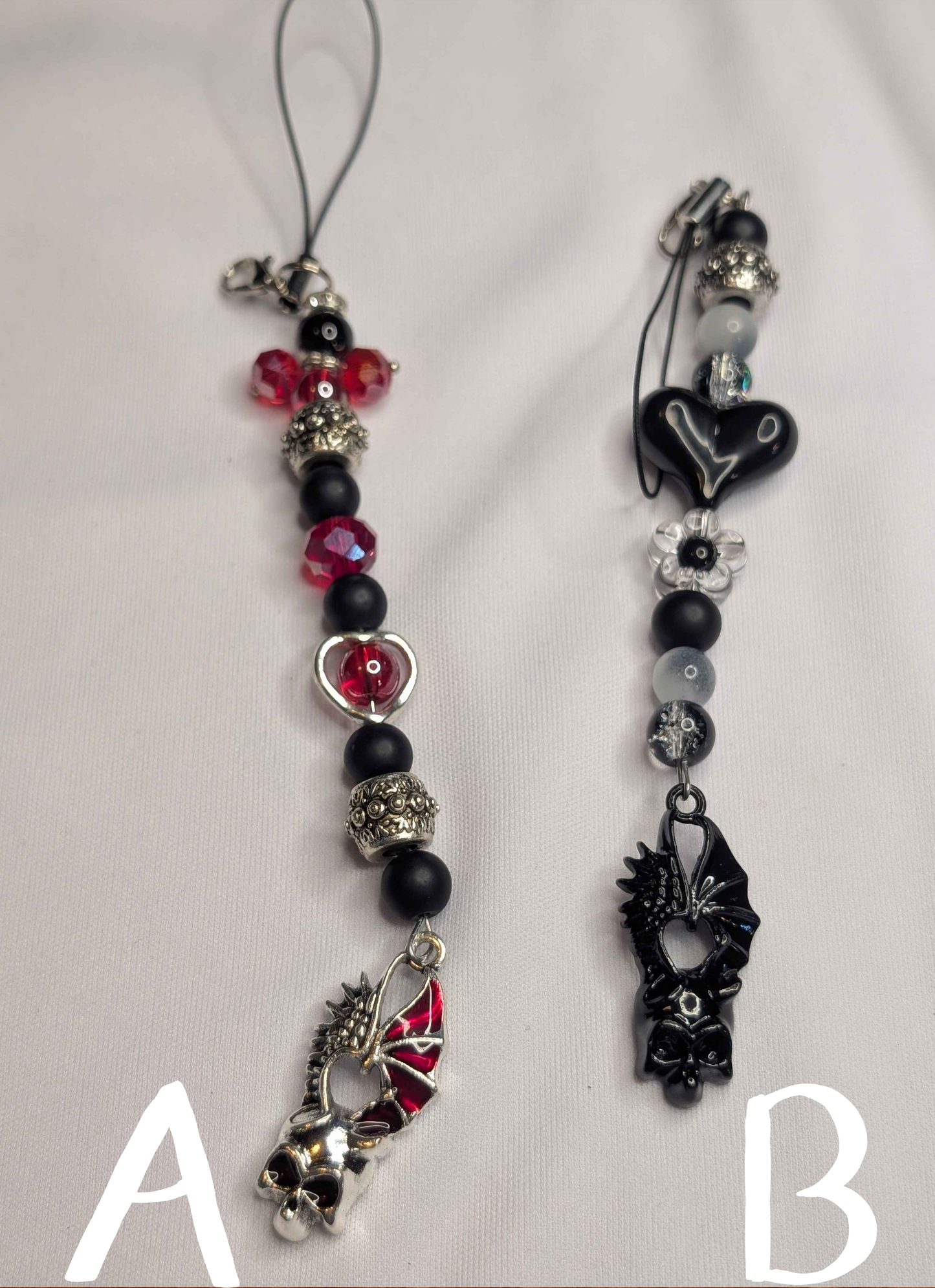 Gothic Phone Keychain Charm Glass Bead