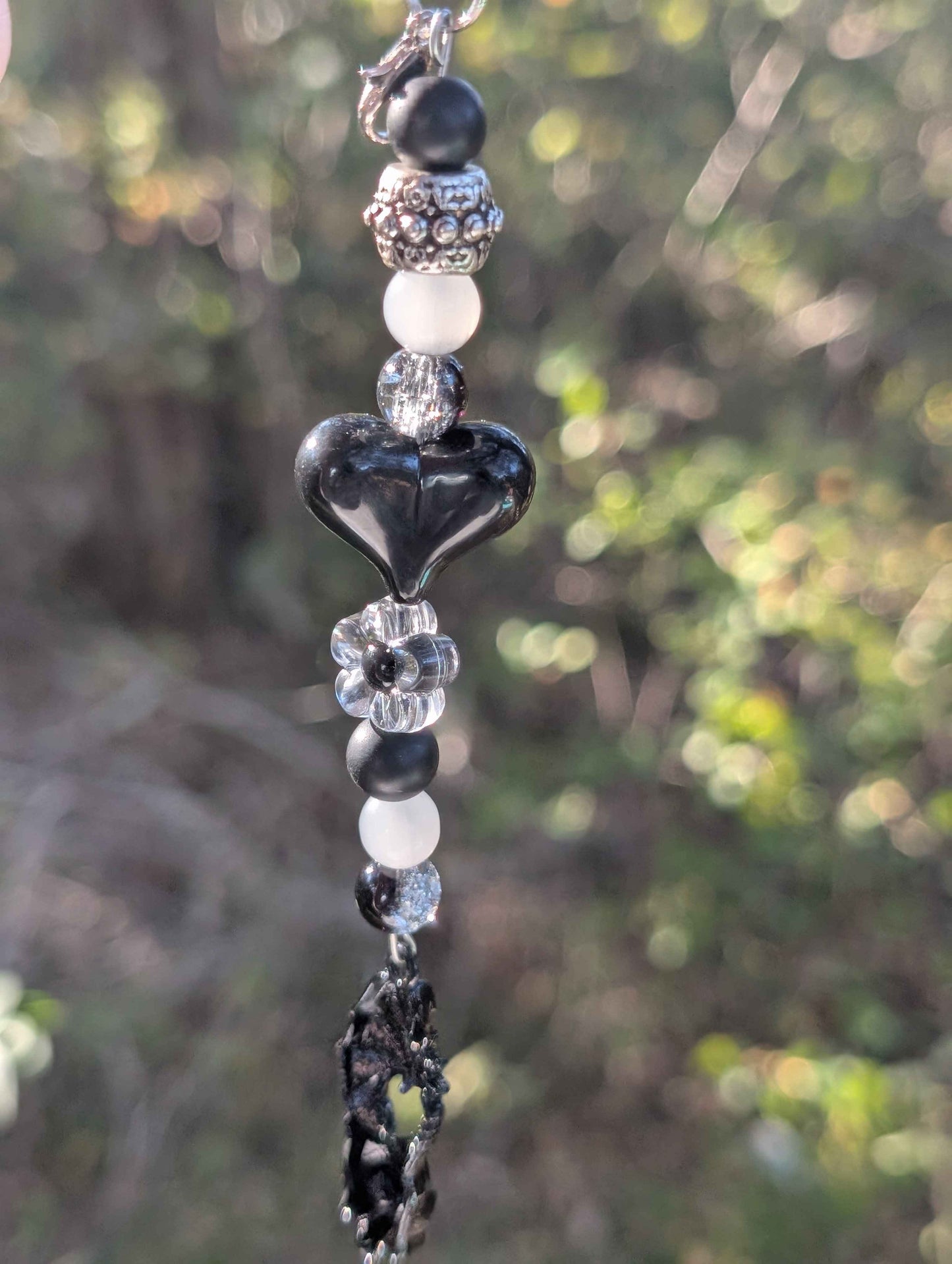 Gothic Phone Keychain Charm Glass Bead