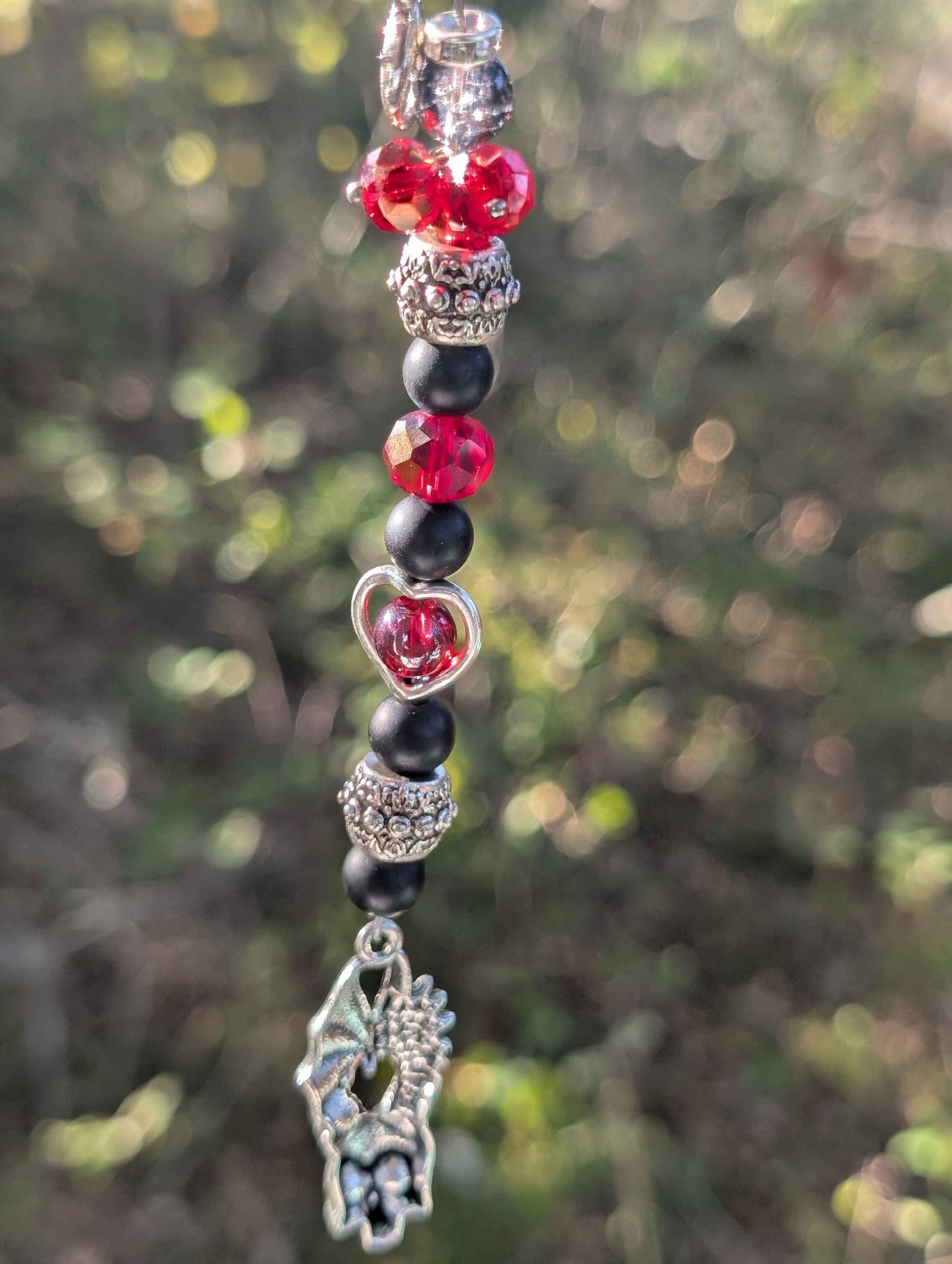 Gothic Phone Keychain Charm Glass Bead