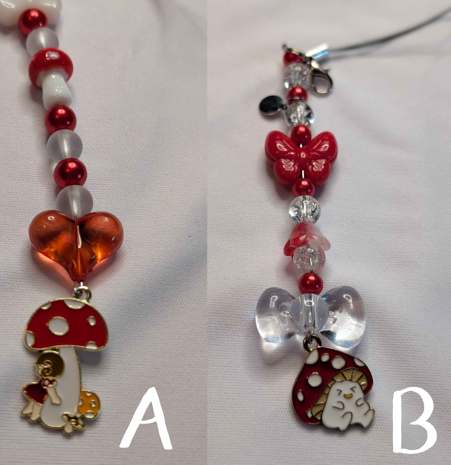 Mushroom Kawaii Phone Keychain Charm Glass Bead