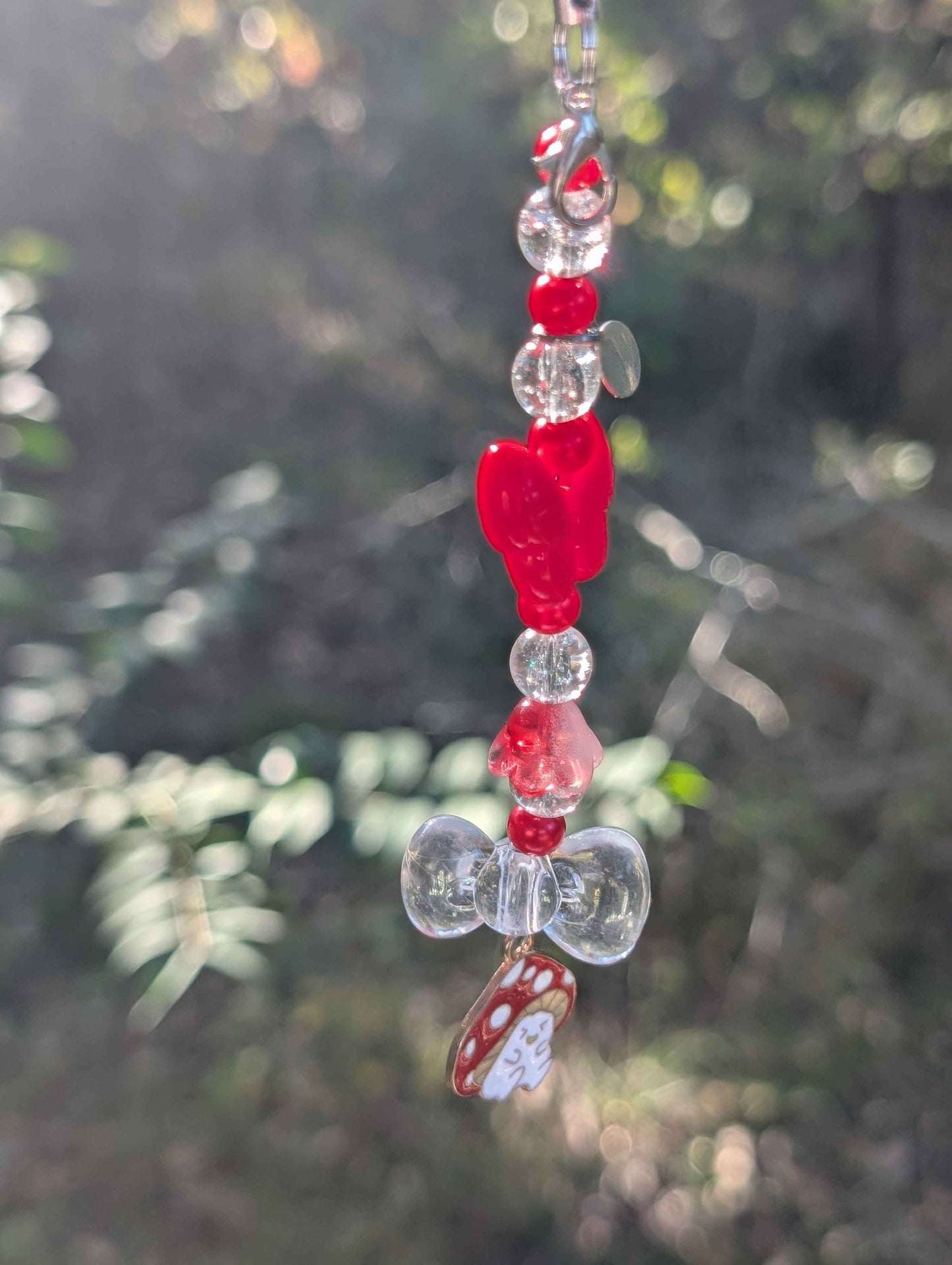 Mushroom Kawaii Phone Keychain Charm Glass Bead