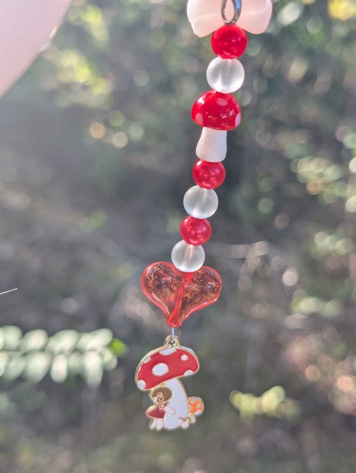 Mushroom Kawaii Phone Keychain Charm Glass Bead