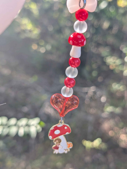 Mushroom Kawaii Phone Keychain Charm Glass Bead