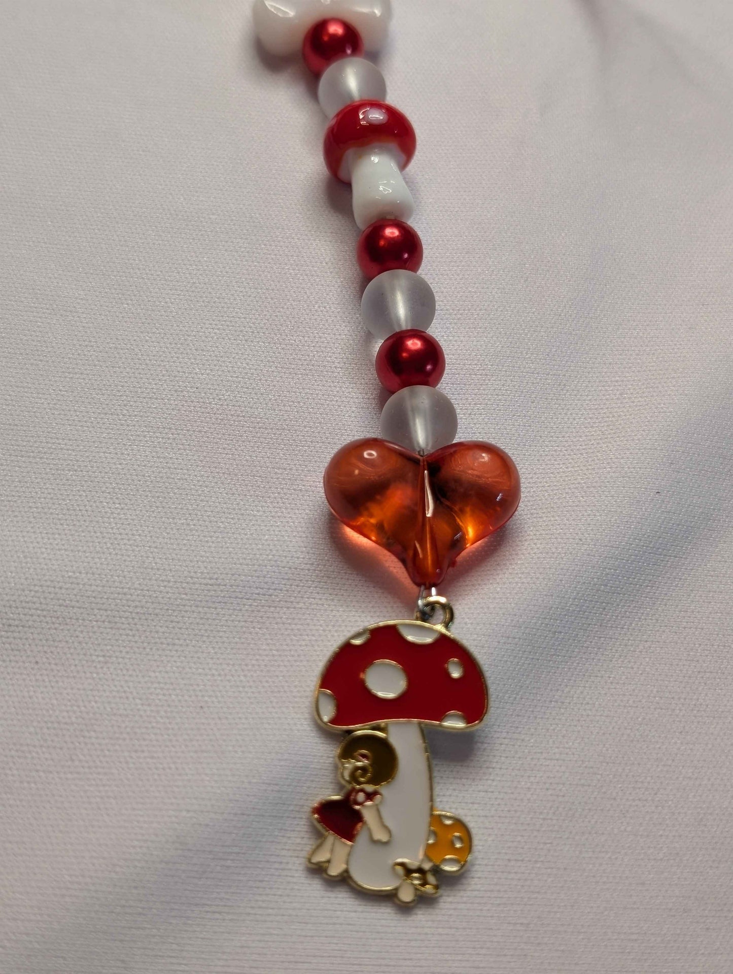 Mushroom Kawaii Phone Keychain Charm Glass Bead